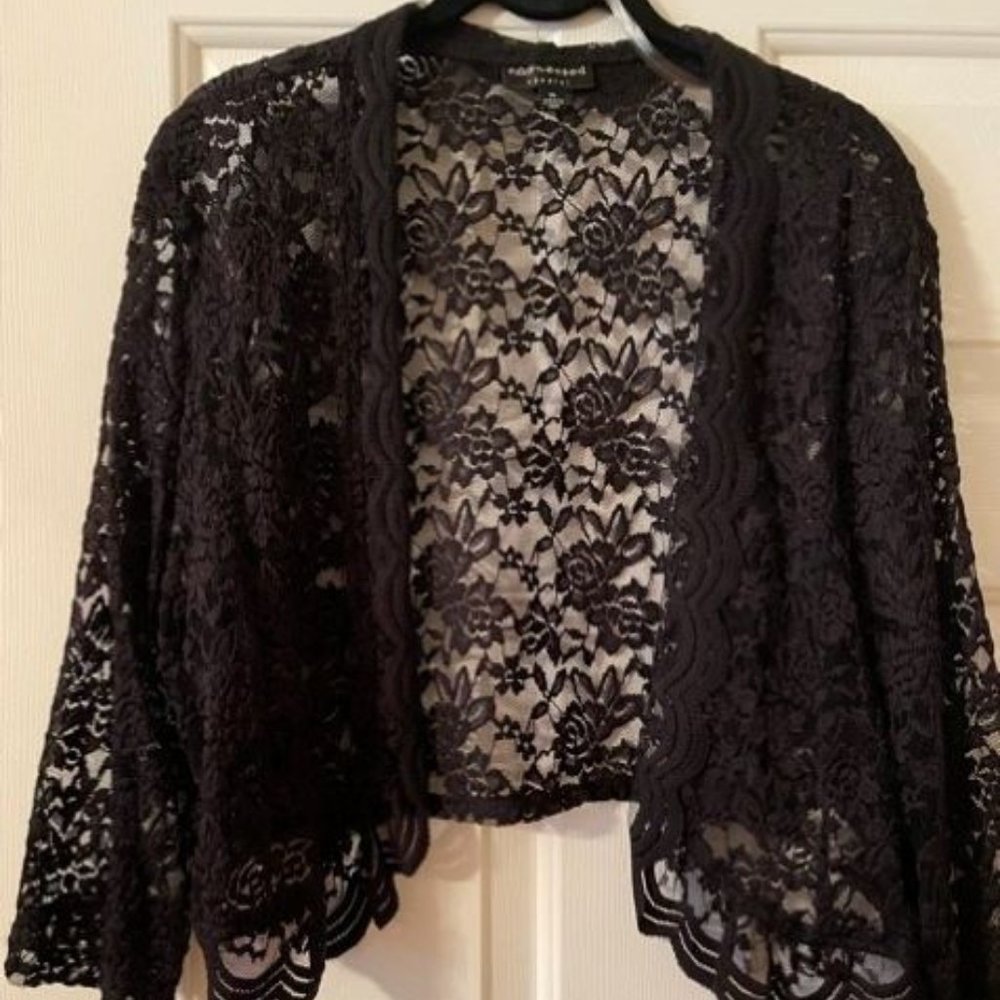 Black Lace Cardigan with 3/4 length Sleeves